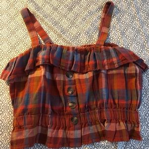 American Eagle Plaid Buttoned Tank Top